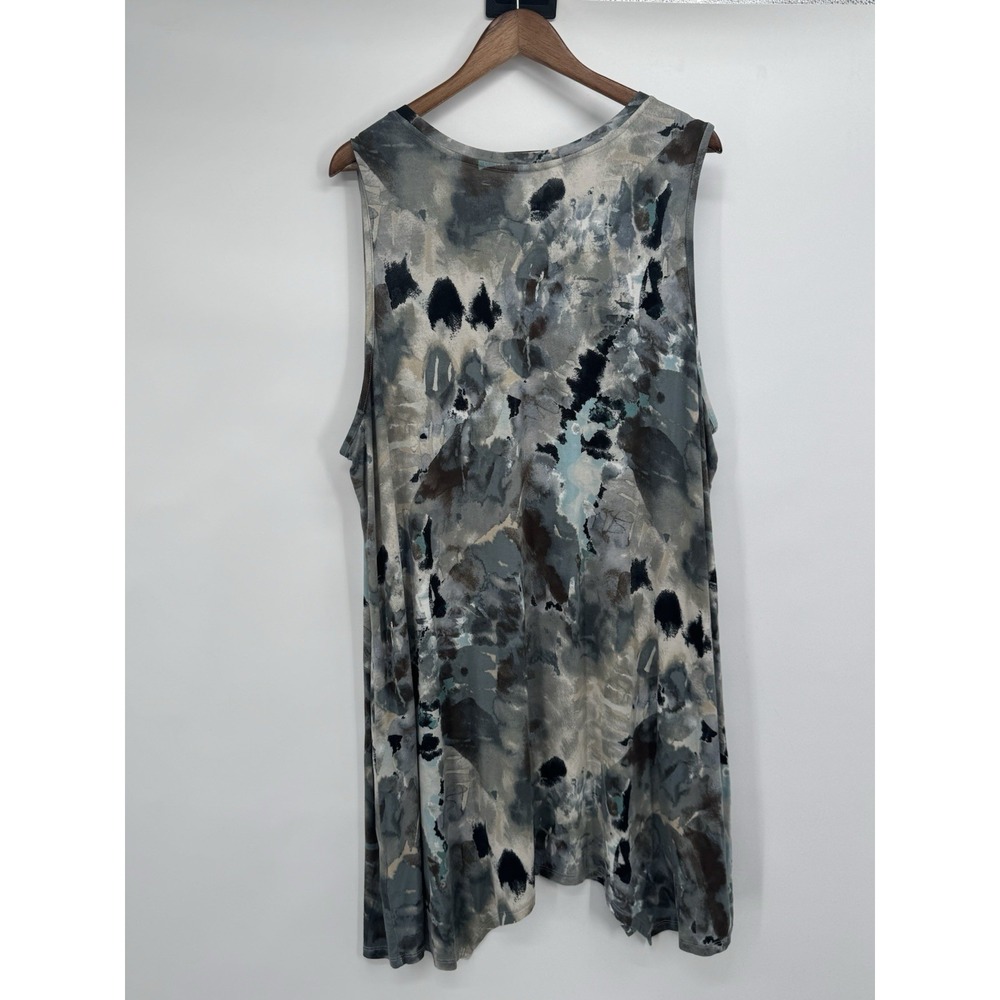 LOGO Layers By Lori Goldstein Tank Dress Handkerchief Hem Neutral watercolor - Picture 7 of 7